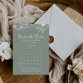Reserva La Fecha Boho Green Floral Save the Date Calendar