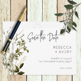Reserva La Fecha Boho Greenery Boda floral moderna