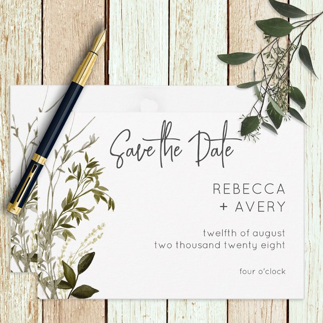 Reserva La Fecha Boho Greenery Boda floral moderna (Subido por el creador)