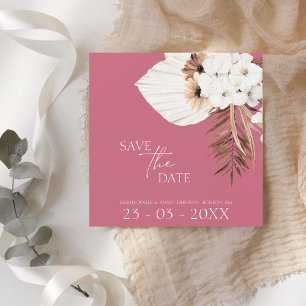 Reserva La Fecha Boho Magenta Boda de Grass White Pampas Rosa