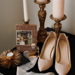 Reserva La Fecha Boho Minimal Terracotta Square Photo Save the Date