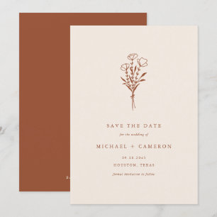 Reserva La Fecha Boho Minimalista Bouquet Terracotta
