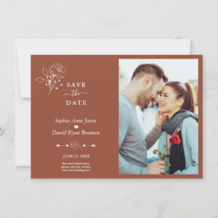 Reserva La Fecha Boho Minimalista simple Terracotta Photo Boda