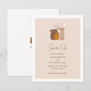 Reserva La Fecha Boho Minimalista Vases Iniciales Boda de