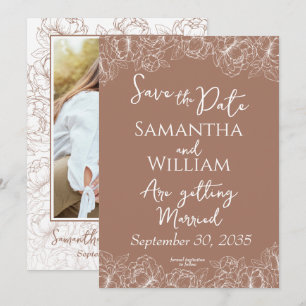 Reserva La Fecha Boho Mocha Mousse Floral Modern Photo Boda