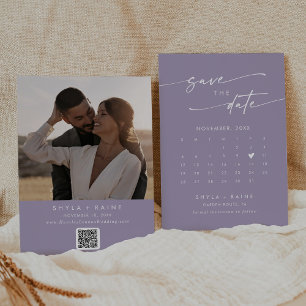 Reserva La Fecha Boho Moda Lavender Purple QR Code Calendario de fo