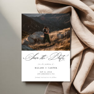 Reserva La Fecha Boho Moda Script Montaña Foto Boda de lujo
