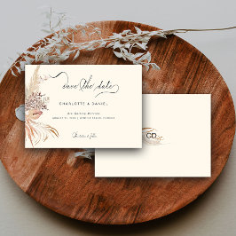 Reserva La Fecha Boho Moderno Caprichoso Script Caligrafía Beige