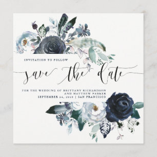 Reserva La Fecha Boho Navy Peony Wedding Salva la fecha   Foto