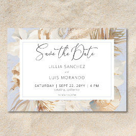 Reserva La Fecha Boho Ocean Dusty Blue en la boda de la playa