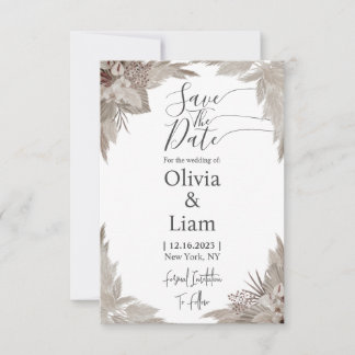 Reserva La Fecha Boho Pampas Grass Save The Date Boda