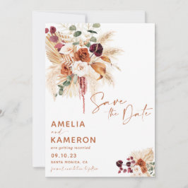 Reserva La Fecha Boho Pampas Save The Date Card