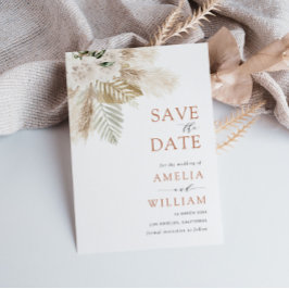 Reserva La Fecha boho pampas vegetación floral Save the Date