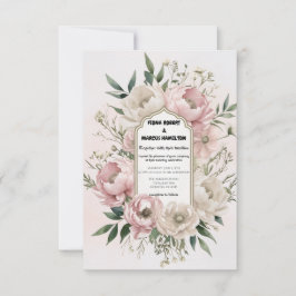 Reserva La Fecha Boho Peonies Rubor y Ivory Floral Boda