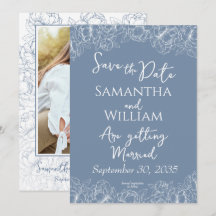 Boho Periwinkle Blue Floral Moderno Photo Boda