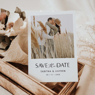Reserva La Fecha Boho Photo Save the Date Card Boda Minimalista