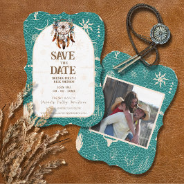 Reserva La Fecha Boho Ranch Boda Turquoise Photo Save the Date