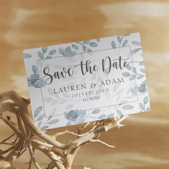 Reserva La Fecha Boho Salva la fecha Dusty Blue Eucalyptus Floral (Subido por el creador)