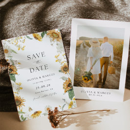 Reserva La Fecha Boho Sunflower Golden Rays Boda Floral Elegante