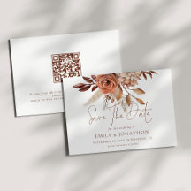 Boho Terracotta Florals Boda de código QR