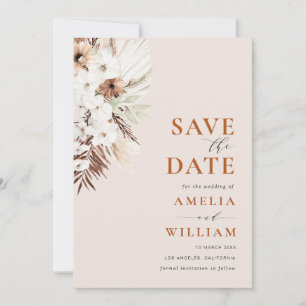 Reserva La Fecha boho terracotta pampas floral Save the Date