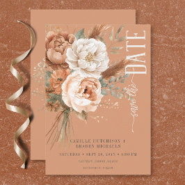 Reserva La Fecha Boho Terracotta Peach y Cream Floral Boda