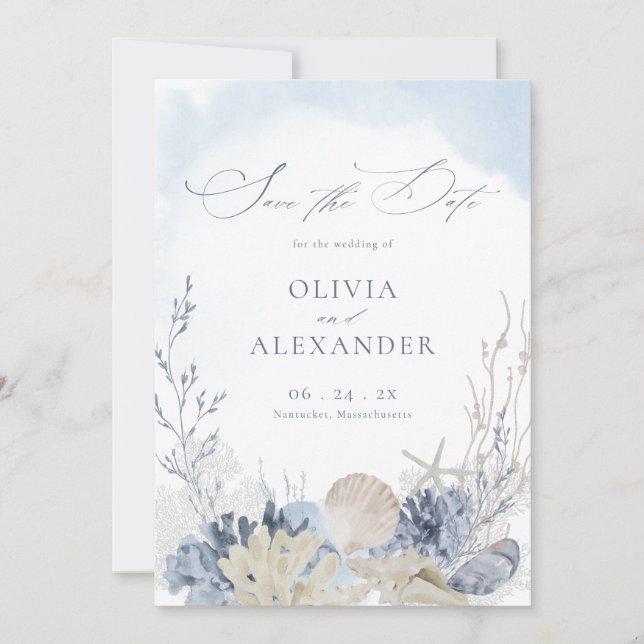 Reserva La Fecha Boho Watercolor Beach Wedding Photo (Anverso)