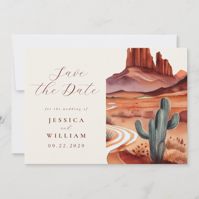 Reserva La Fecha Boho Watercolor Desert Boda (Anverso)