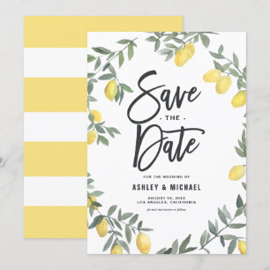 Reserva La Fecha Boho Watercolor Lemon Wreath