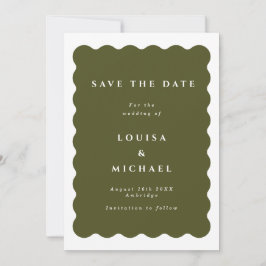 Reserva La Fecha Boho Wavy Border Green Wedding Salva La Fecha