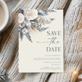 Reserva La Fecha Boho White Rose Flor Floral Boda Jardín