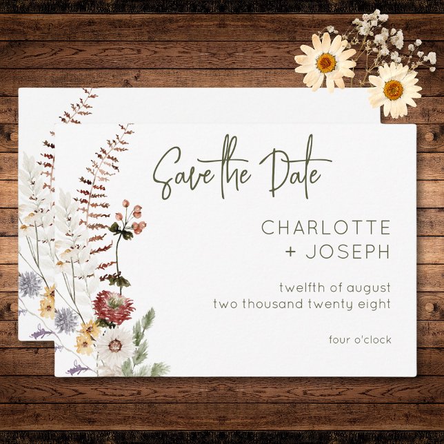 Reserva La Fecha Boho Wildflowers Boda Floral Moderna (Boho Pastel Wildflowers Modern Floral Wedding Save The Date)