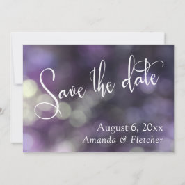 Reserva La Fecha Bokeh Morado, Fuente Moderna Save the Date