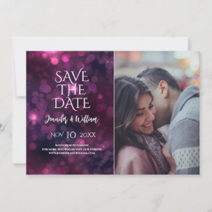 Reserva La Fecha Bokeh Purple Sparkle Design Wedding Save The Date