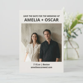 Reserva La Fecha Bold Black White Photo Modern Typography Wedding