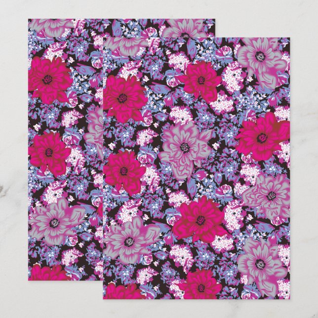 Reserva La Fecha Bold Floral Pattern – Pink Purple Flower Wallpaper (Anverso / Reverso)
