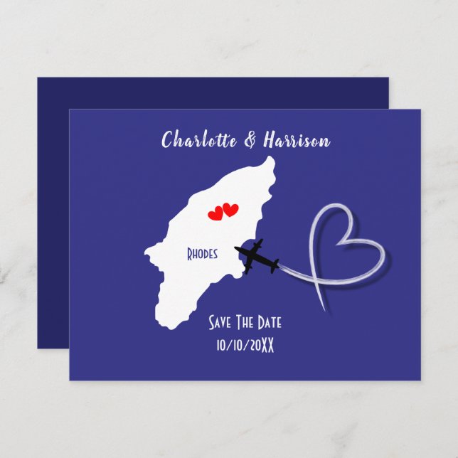 Reserva La Fecha Boleto de Boda de Destino Rodas Grecia (Anverso / Reverso)