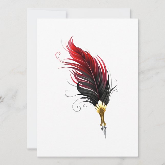 Reserva La Fecha Bolígrafo pluma roja con plumilla dorada (Anverso)