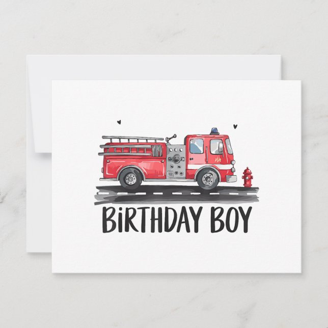 Reserva La Fecha Bombero de camión de bomberos Cumpleaños de la fam (Anverso)