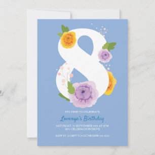 Reserva La Fecha Bonito acuarela Floral 8 cumpleaños fiesta invitac