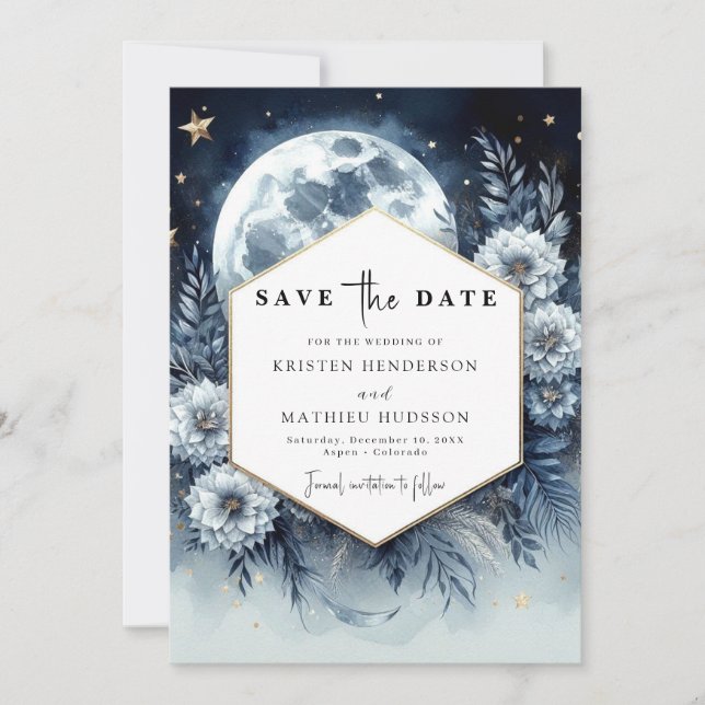 Reserva La Fecha Bonito Boda de la Luna Botánica (Anverso)