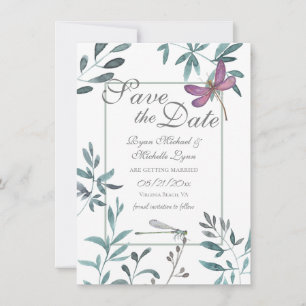 Reserva La Fecha Bonito Dragonfly Garden Greeneration on White Boda