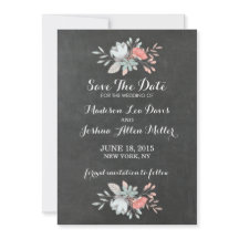 Bonito Floral Chalkboard Guardar la fecha