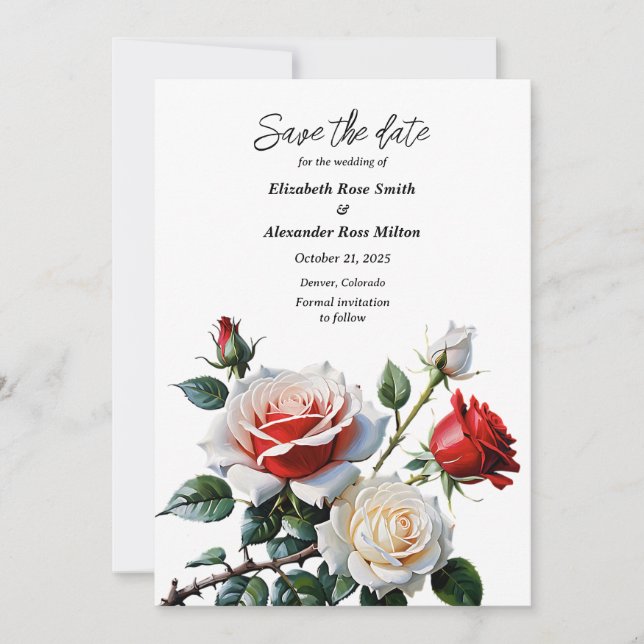 Reserva La Fecha Bonito oscuro rosa rosa rojo rosa rosas rojas boda (Anverso)