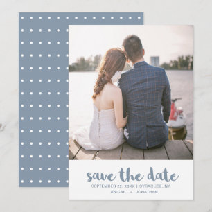 Reserva La Fecha Bonito Polka azul turbulento puntos Boda de fotos