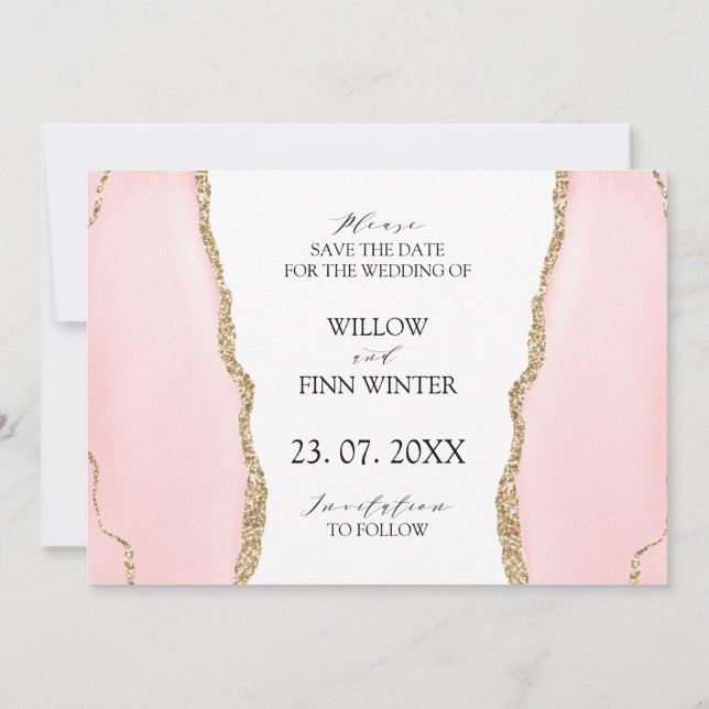 Reserva La Fecha Bonito Rubor Agate moderno (Reverso)