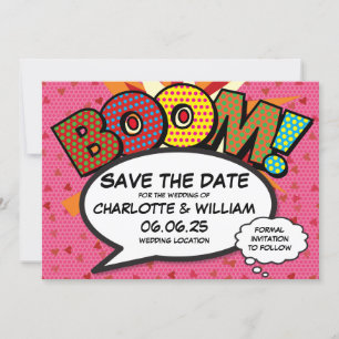 Reserva La Fecha BOOM Salva la Fecha Diversión Arte Pop de Cómic Re