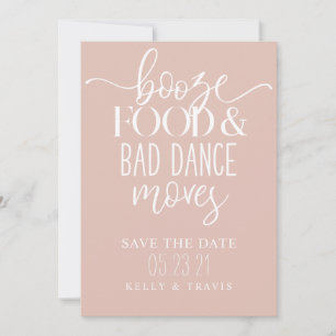 Reserva La Fecha Booze Food and Bad Dance mueve Boda