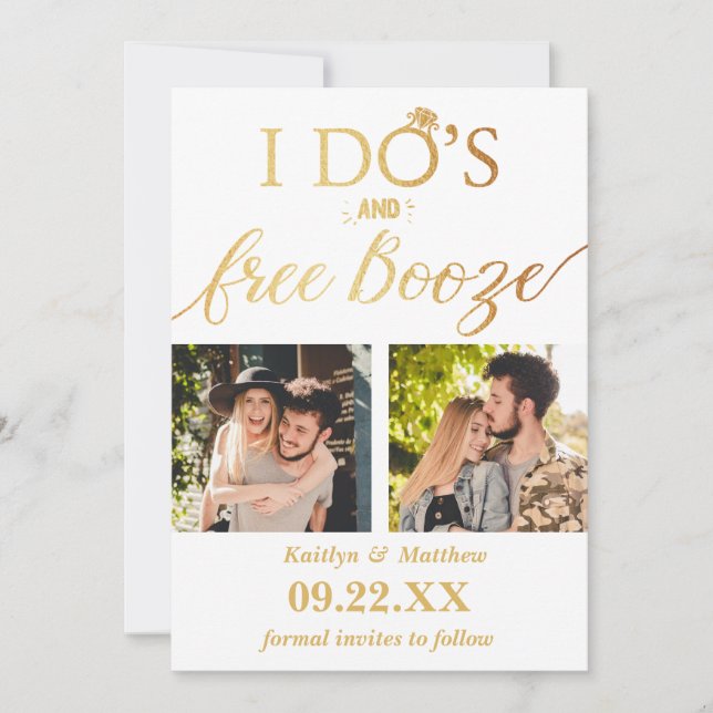 Reserva La Fecha Booze gratis y Booze Modern Wedding Salven la fech (Anverso)