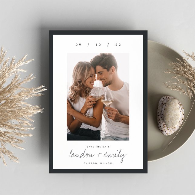 Reserva La Fecha Borde clásico | Fotografía vertical simple y elega (Subido por el creador)